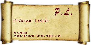 Prácser Lotár névjegykártya